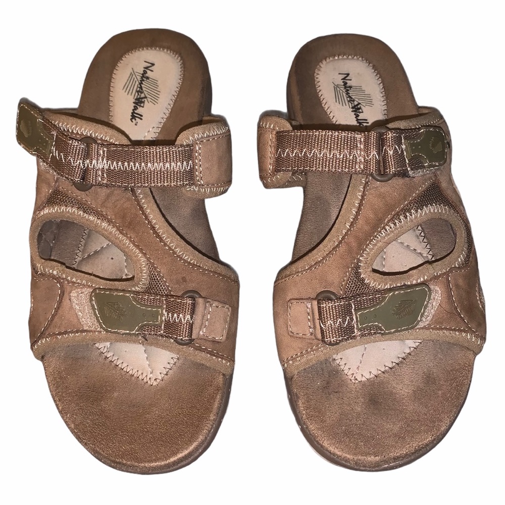 Nature Walk Brown Leather Suede Strappy Sandals